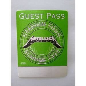 Metallica Backstage Pass Original 1992 Hard Rock Heavy Metal Music Tour Green